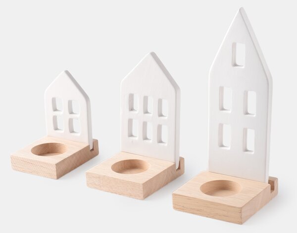 Sinsay - Svícny ve tvaru domečků 3 pack - bílá