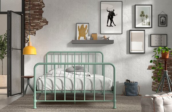 Olivově zelená kovová postel Vipack Bronxx 140 x 200 cm