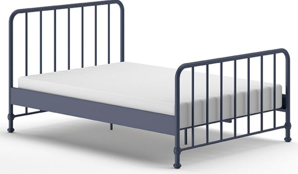 Tmavě modrá kovová postel Vipack Bronxx 140 x 200 cm