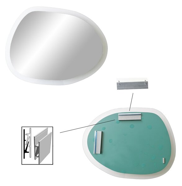Kalune Design Dekorativní nástěnné zrcadlo Aqua 75x55 cm transparent