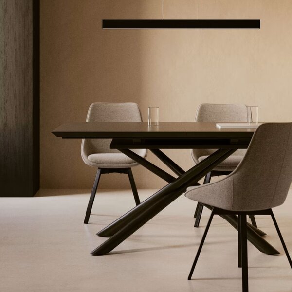 Černý skleněný rozkládací jídelní stůl Kave Home Theone 160-210 x 90 cm