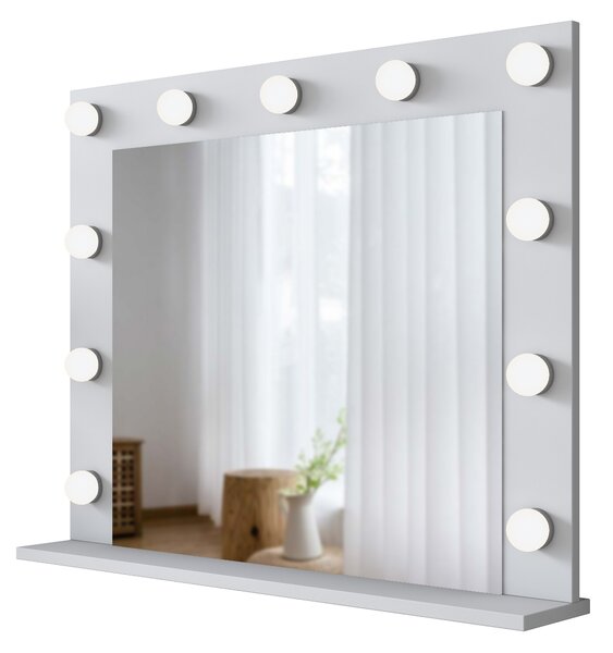 Kalune Design Minimalistický toaletní stolek Alisson III s LED zrcadlem a taburetem bílý