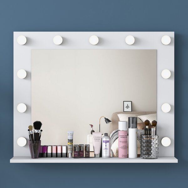 Kalune Design Toaletní stolek Melissa 04 s LED zrcadlem bílý/čirý