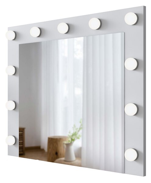 Kalune Design Nástěnné zrcadlo Lota s LED osvětlením 90x71 cm bílé