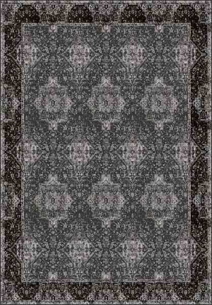Kusový koberec vlněný Agnella Isfahan Augustus Grafitový Tmavě šedý Rozměr: 200x300 cm
