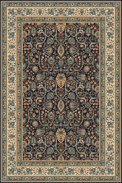 Kusový koberec vlněný Agnella Isfahan Klimene Granat Modrý Rozměr: 133x180 cm