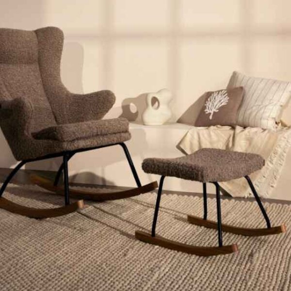 Tmavě hnědá čalouněná podnožka Quax De Luxe 57 x 42 cm