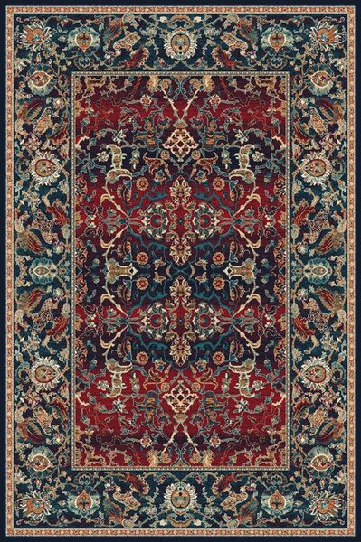 Kusový koberec vlněný Agnella Isfahan Hela Granat Modrý / Červený Rozměr: 160x240 cm