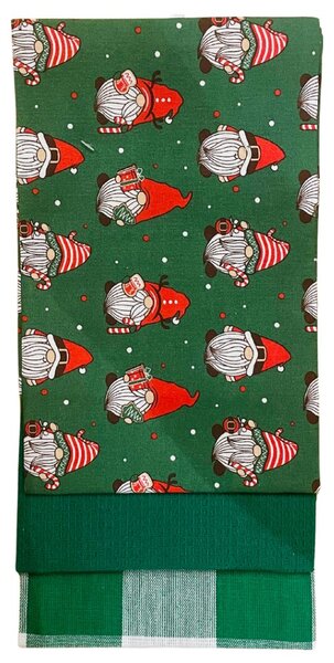Utěrky na nádobí Skřítci zelený Vánoční 3ks 45x70cm TiaHome