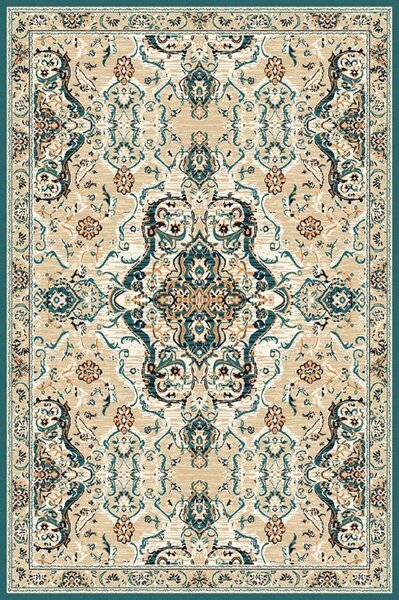 Kusový koberec vlněný Agnella Isfahan Lorica Tmavě Béžový / Zelený Rozměr: 200x300 cm