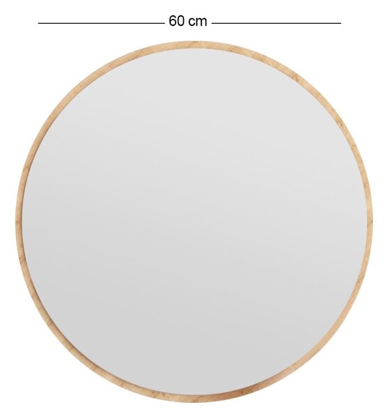 Kalune Design Kulaté nástěnné zrcadlo Ozze 60 cm hnědé