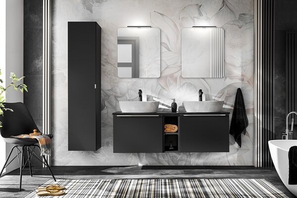 Comad Závěsná skříňka SantaFe II s deskou a umyvadlem 60 cm černá