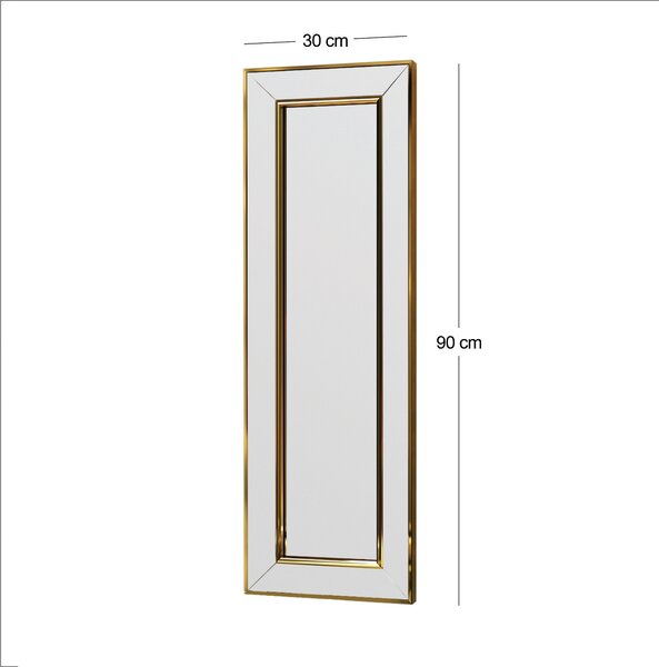 Kalune Design Dekorativní nástěnné zrcadlo Carlos 90x30 cm zlaté