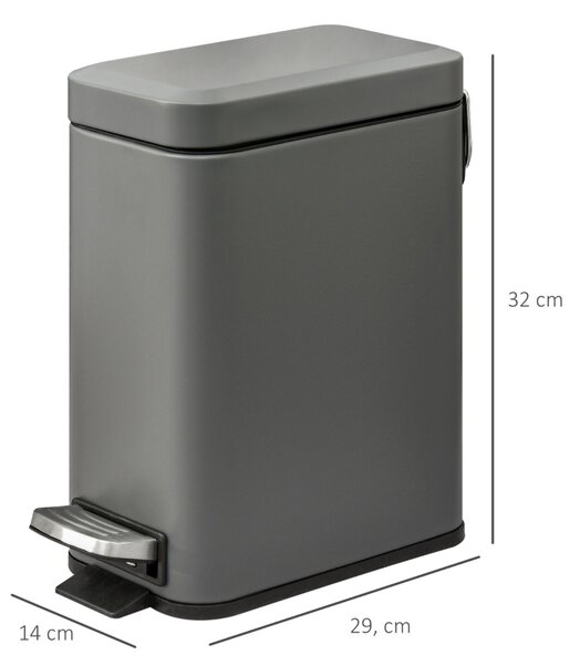 Odpadkový koš s nožním pedálem, obdélníkový, šedý, 5 l 851-023GY