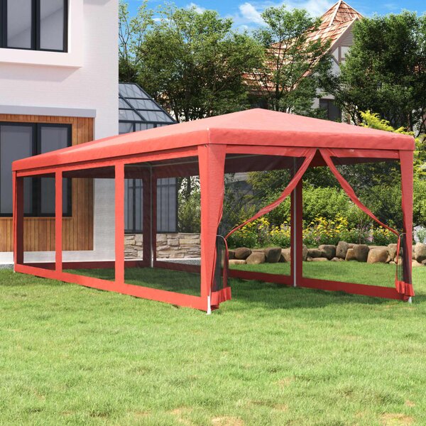 Party stan s 8 síťovanými bočnicemi červený 3 x 9 m HDPE