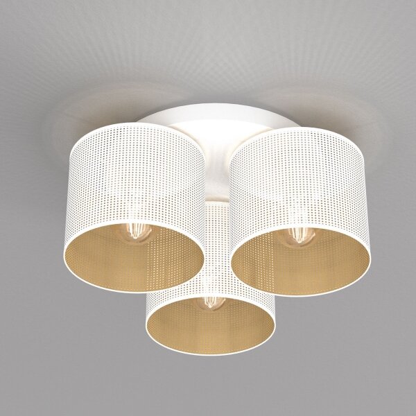 Lustr přisazený LOFT SHADE 3xE27/60W/230V bílá/zlatá