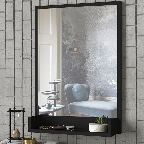 Kalune Design Nástěnné zrcadlo s poličkou Costa 75x45 cm černé