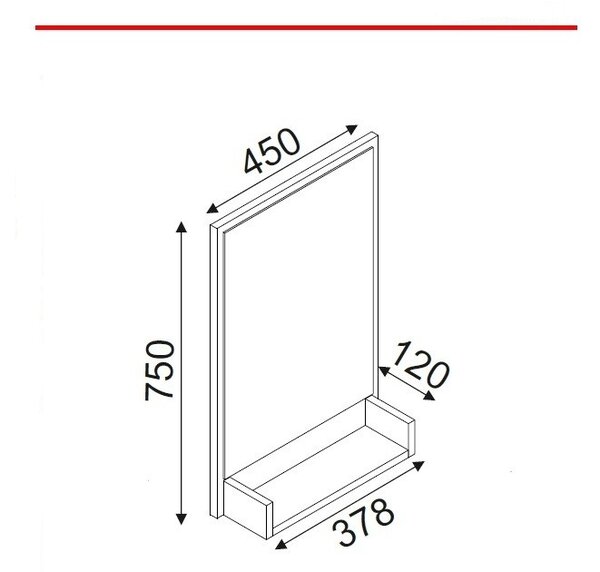 Kalune Design Nástěnné zrcadlo s poličkou Costa 75x45 cm černé