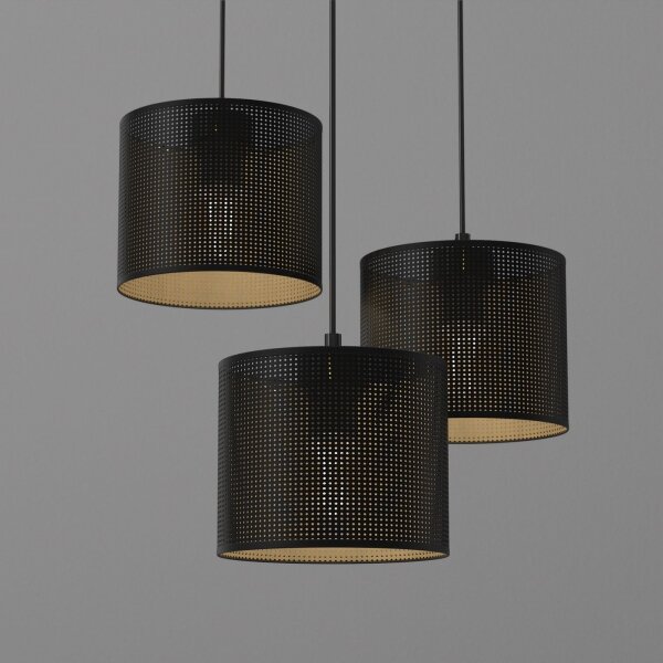 Lustr na lanku LOFT SHADE 3xE27/60W/230V černá/zlatá