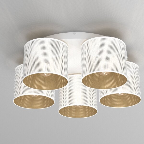 Lustr přisazený LOFT SHADE 5xE27/60W/230V bílá/zlatá
