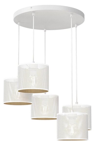 Lustr na lanku LOFT SHADE 5xE27/60W/230V bílá/zlatá