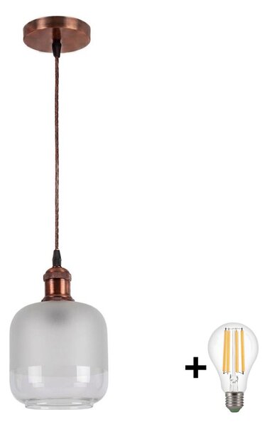 Brilagi - LED Lustr na lanku RETRO GLASS 1xE27/60W/230V pr. 14 cm měděná/bílá