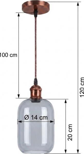 Brilagi - LED Lustr na lanku R GLASS 1xE27/60W/230V pr. 14 cm měděná/kouř šedá