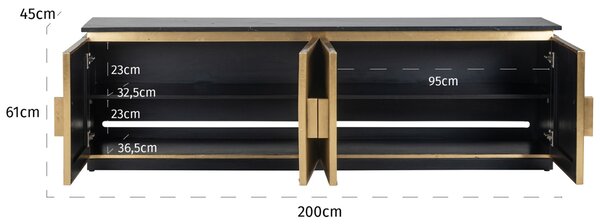 Richmond Kovový TV stolek Ironville 200 x 45 cm