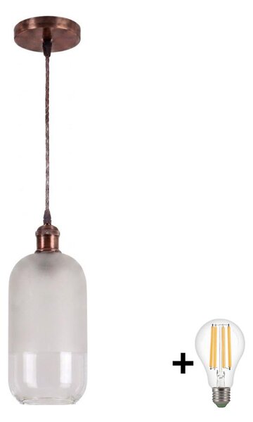 Brilagi - LED Lustr na lanku RETRO GLASS 1xE27/60W/230V pr. 14 cm měděná/bílá