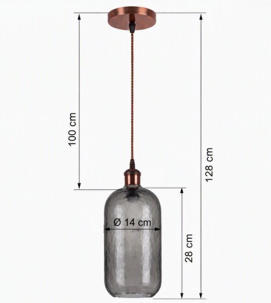 Brilagi - LED Lustr na lanku RETRO GLASS 1xE27/60W/230V pr. 14 cm měď/kouř šedá