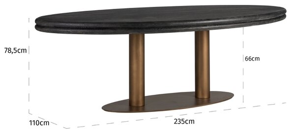 Černý dubový jídelní stůl Richmond Macaron 235 x 110 cm