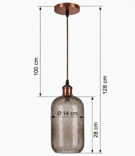 Brilagi - LED Lustr na lanku R GLASS 1xE27/60W/230V pr. 14 cm měděná/kouř hnědá