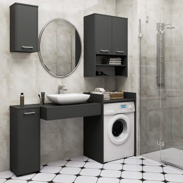 Ak furniture Závěsná koupelnová skříňka Fin W64 2D 64 cm grafit