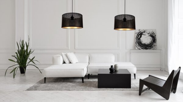 Lustr na lanku ALDO 2xE27/60W/230V pavouk černá