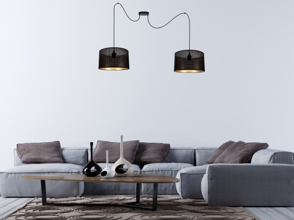 Lustr na lanku ALDO 2xE27/60W/230V pavouk černá