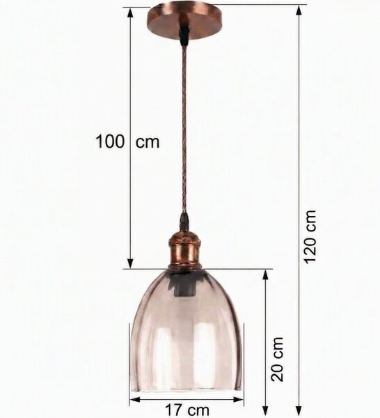 Brilagi - LED Lustr na lanku R GLASS 1xE27/60W/230V pr. 17 cm měděná/kouř béžová