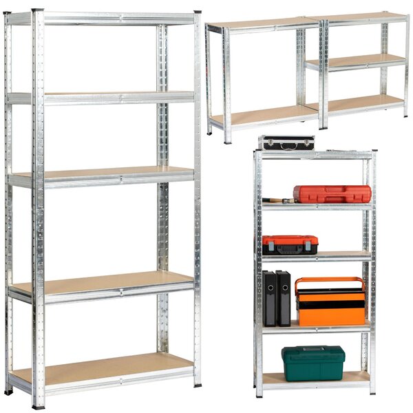 Ak furniture Sada 2 ks kovových regálů REGMET 70x30x154 cm stříbrná