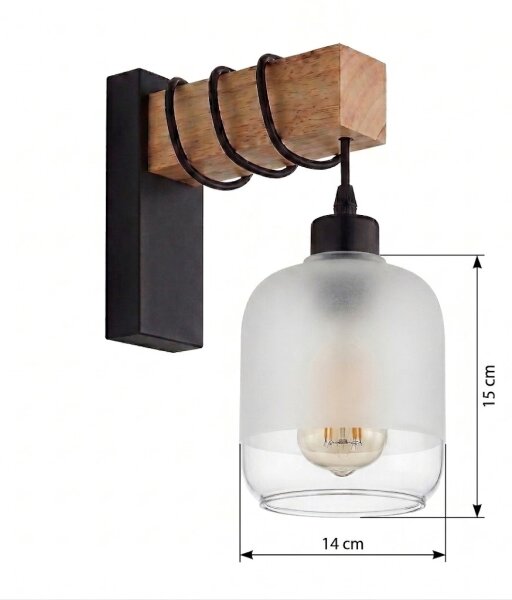 Brilagi - Nástěnné svítidlo WOOD GLASS 1xE27/60W/230V borovice/černá/bílá