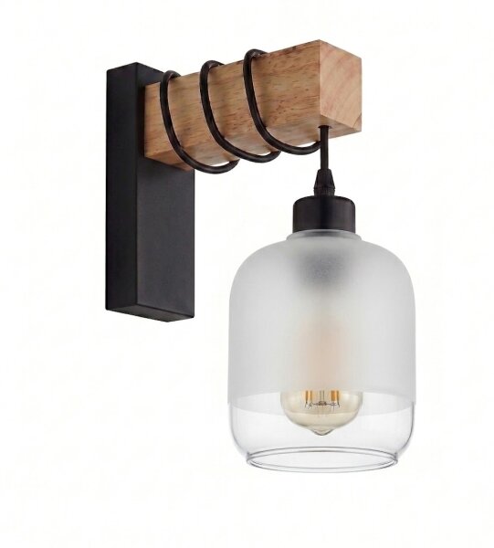 Brilagi - Nástěnné svítidlo WOOD GLASS 1xE27/60W/230V borovice/černá/bílá