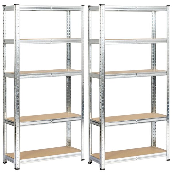 Ak furniture Sada 2 ks kovových regálů REGMET 70x30x154 cm stříbrná