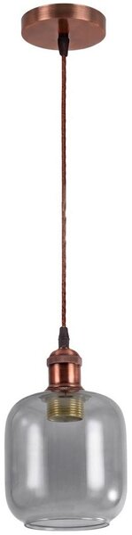 Brilagi-LED Lustr na lanku RETRO GLASS 1xE27/60W/230V pr. 14 cm měděná/kouř šedá