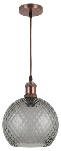 Brilagi-LED Lustr na lanku RETRO GLASS 1xE27/60W/230V pr. 25 cm měděná/kouř šedá