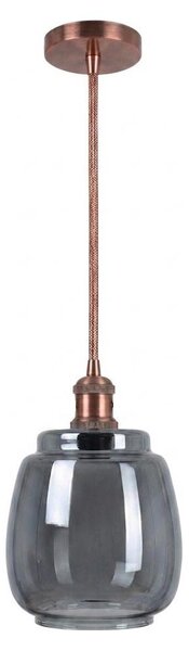 Brilagi-LED Lustr na lanku RETRO GLASS 1xE27/60W/230V pr. 26 cm měděná/kouř šedá