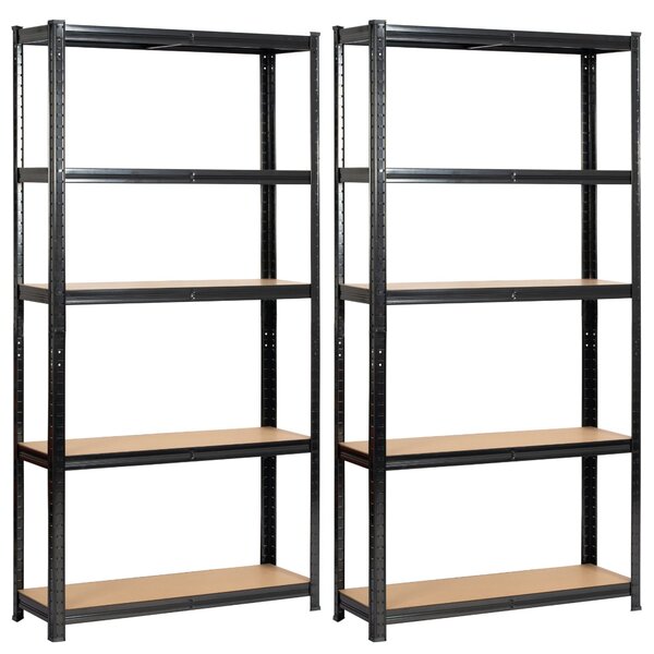 Ak furniture Sada 2 ks kovových regálů REGMET 90x30x180 cm černá