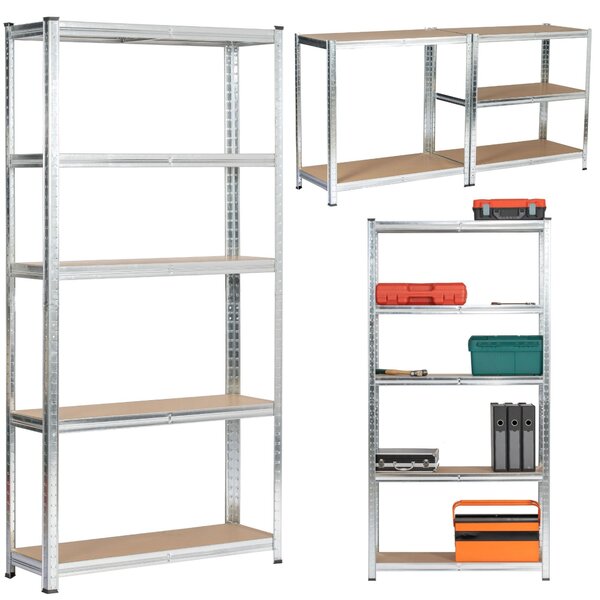 Ak furniture Kovový regál REGMET 90x30x180 cm stříbrný