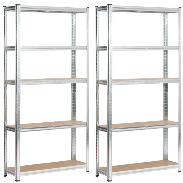 Ak furniture Sada 2 ks kovových regálů REGMET 90x30x180 cm stříbrná