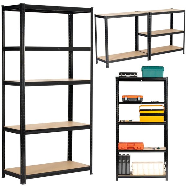 Ak furniture Sada 2 ks kovových regálů REGMET 90x40x180 cm černá
