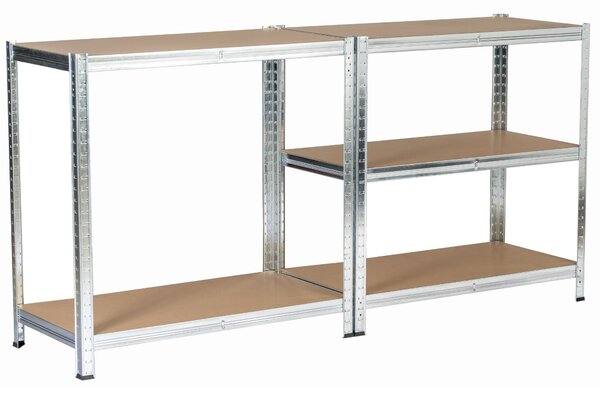Ak furniture Sada 2 ks kovových regálů REGMET 90x40x180 cm stříbrná