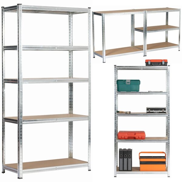 Ak furniture Sada 2 ks kovových regálů REGMET 90x40x180 cm stříbrná