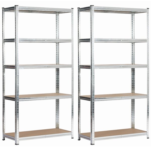Ak furniture Sada 2 ks kovových regálů REGMET 90x40x180 cm stříbrná